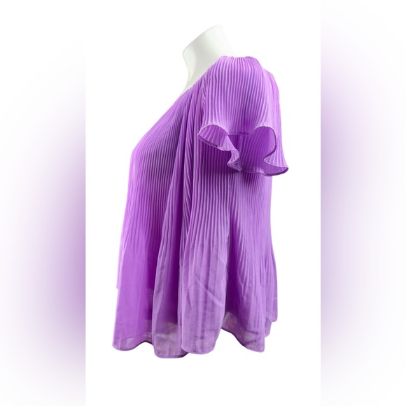 Women's Purple Pleated Blouse - Picture 2 of 11